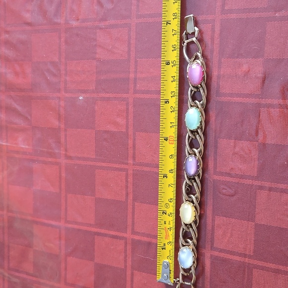 Estate Vintage 50's-60's Kafin NY Gold Bracelet with Multicolor Cabochon Stones - Picture 4 of 5